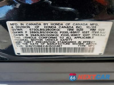 Zdjęcie 12 z 12 samochodu: 2004 ACURA MDX TOURING VIN:2HNYD188X4H502467 - miniatura