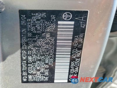 Zdjęcie 12 z 12 samochodu: 2005 TOYOTA CAMRY LE VIN:JTDBE32K850313640 - miniatura