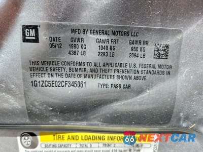 Zdjęcie 12 z 12 samochodu: 2012 CHEVROLET MALIBU 1LT VIN:1G1ZC5E02CF345061 - miniatura
