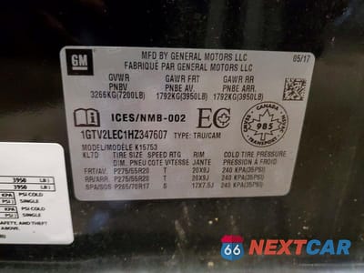 Zdjęcie 12 z 12 samochodu: 2017 GMC SIERRA K1500 VIN:1GTV2LEC1HZ347607 - miniatura