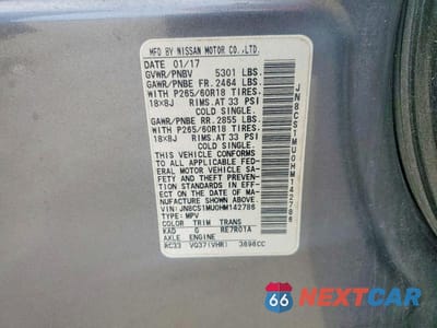 Zdjęcie 14 z 14 samochodu: 2017 INFINITI QX70 BASE VIN:JN8CS1MU0HM142786 - miniatura