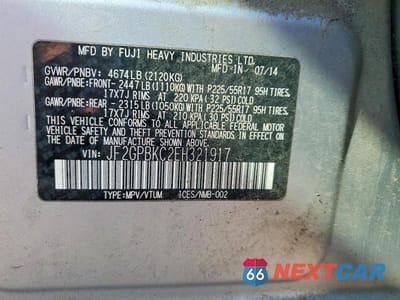 Zdjęcie 13 z 13 samochodu: 2014 SUBARU XV CROSSTREK 2.0I HYBRID TOURING VIN:JF2GPBKC2EH321917 - miniatura