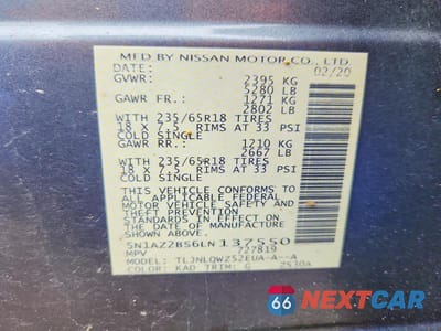 Zdjęcie 13 z 13 samochodu: 2020 NISSAN MURANO SV VIN:5N1AZ2BS6LN137550 - miniatura