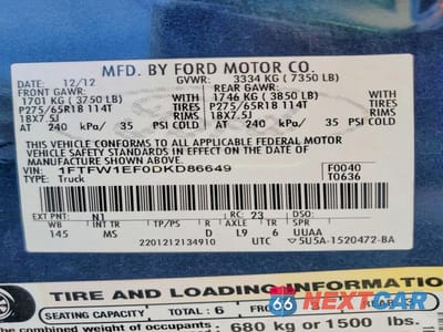 Zdjęcie 12 z 12 samochodu: 2013 FORD F150 SUPERCREW VIN:1FTFW1EF0DKD86649 - miniatura