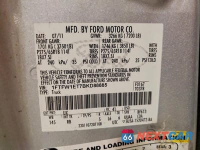 Zdjęcie 12 z 12 samochodu: 2011 FORD F150 SUPERCREW VIN:1FTFW1ET7BKD88885 - miniatura