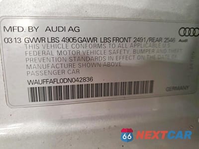 Zdjęcie 13 z 13 samochodu: 2013 AUDI A4 PREMIUM PLUS VIN:WAUFFAFL0DN042836 - miniatura