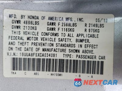 Zdjęcie 12 z 12 samochodu: 2012 ACURA TL VIN:19UUA8F5XCA034091 - miniatura