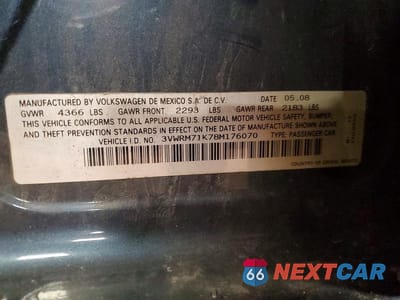 Zdjęcie 12 z 12 samochodu: 2008 VOLKSWAGEN JETTA SE VIN:3VWRM71K78M176070 - miniatura