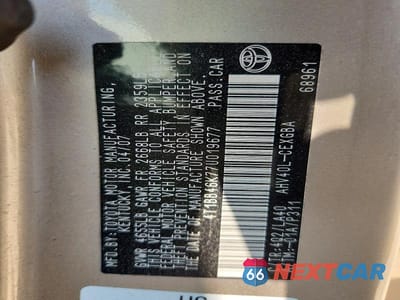 Zdjęcie 12 z 12 samochodu: 2007 TOYOTA CAMRY HYBRID VIN:4T1BB46K77U019677 - miniatura