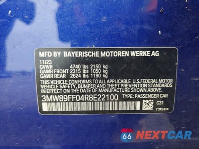 Zdjęcie 12 z 12 samochodu: 2024 BMW 330XI VIN:3MW89FF04R8E22100 - miniatura