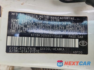 Zdjęcie 12 z 12 samochodu: 2006 TOYOTA AVALON XL VIN:4T1BK36B66U126468 - miniatura