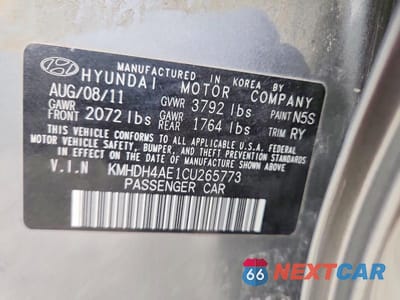 Zdjęcie 12 z 12 samochodu: 2012 HYUNDAI ELANTRA LIMITED VIN:KMHDH4AE1CU265773 - miniatura