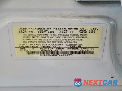 Zdjęcie 13 z 13 samochodu: 2007 NISSAN SENTRA 2.0 VIN:3N1AB61E87L600597 - miniatura