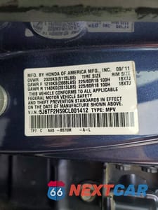 Zdjęcie 12 z 12 samochodu: 2012 HONDA CROSSTOUR EXL VIN:5J6TF2H59CL001412 - miniatura