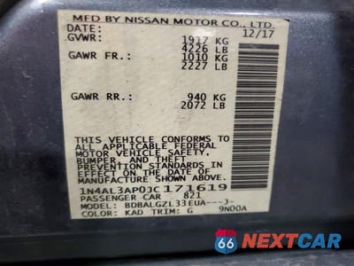 Zdjęcie 13 z 13 samochodu: 2018 NISSAN ALTIMA 2.5 S VIN:1N4AL3AP0JC171619 - miniatura
