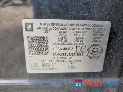 Zdjęcie 13 z 13 samochodu: 2018 CHEVROLET EQUINOX LT VIN:2GNAXSEV8J6248884 - miniatura
