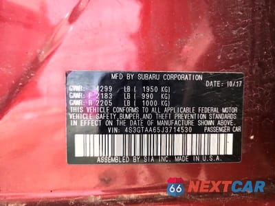 Zdjęcie 12 z 12 samochodu: 2018 SUBARU IMPREZA VIN:4S3GTAA65J3714530 - miniatura