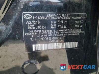 Zdjęcie 12 z 12 samochodu: 2018 HYUNDAI ELANTRA VALUE EDITION VIN:5NPD84LF0JH349701 - miniatura