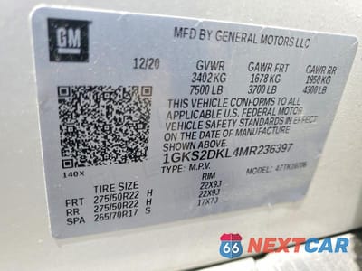 Zdjęcie 14 z 14 samochodu: 2021 GMC YUKON DENALI VIN:1GKS2DKL4MR236397 - miniatura