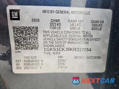 Zdjęcie 14 z 14 samochodu: 2019 GMC YUKON DENALI VIN:1GKS1CKJ6KR317054 - miniatura