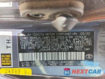 Zdjęcie 13 z 13 samochodu: 2022 TOYOTA PRIUS LE VIN:JTDKAMFU9N3173321 - miniatura