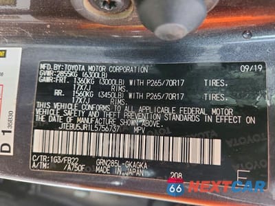 Zdjęcie 14 z 14 samochodu: 2020 TOYOTA 4RUNNER SR5 VIN:JTEBU5JR1L5756737 - miniatura