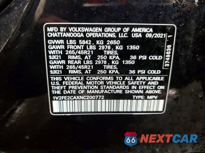 Zdjęcie 13 z 13 samochodu: 2022 VOLKSWAGEN ATLAS CROSS SPORT SEL PREMIUM R-LINE VIN:1V2FE2CAXNC200772 - miniatura