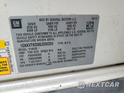 Zdjęcie 13 z 13 samochodu: 2013 GMC ACADIA DENALI VIN:1GKKVTKD9DJ266259 - miniatura