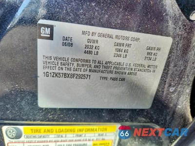 Zdjęcie 12 z 12 samochodu: 2008 CHEVROLET MALIBU LTZ VIN:1G1ZK57BX8F292571 - miniatura