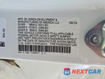 Zdjęcie 13 z 13 samochodu: 2024 HONDA ACCORD EX VIN:1HGCY1F3XRA092210 - miniatura