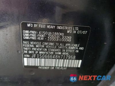 Zdjęcie 12 z 12 samochodu: 2008 SUBARU FORESTER SPORTS 2.5X VIN:JF1SG66648H717958 - miniatura
