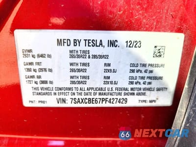Zdjęcie 13 z 13 samochodu: 2023 TESLA MODEL X VIN:7SAXCBE67PF427429 - miniatura