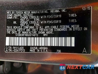 Zdjęcie 13 z 13 samochodu: 2016 TOYOTA HIGHLANDER HYBRID LIMITED VIN:5TDDCRFH8GS014813 - miniatura