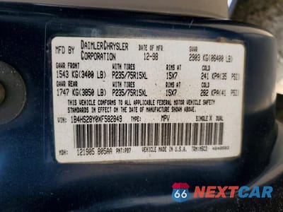 Zdjęcie 13 z 13 samochodu: 1999 DODGE DURANGO VIN:1B4HS28Y0XF582849 - miniatura