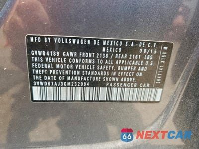 Zdjęcie 12 z 12 samochodu: 2016 VOLKSWAGEN JETTA SE VIN:3VWD67AJ3GM232094 - miniatura