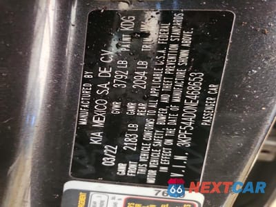 Zdjęcie 13 z 13 samochodu: 2022 KIA FORTE GT LINE VIN:3KPF54AD0NE468653 - miniatura