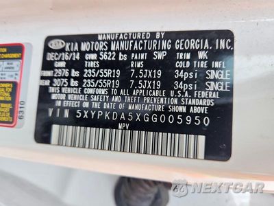 Zdjęcie 13 z 13 samochodu: 2016 KIA SORENTO SX LIMITED V6 VIN:5XYPKDA5XGG005950 - miniatura