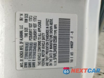 Zdjęcie 13 z 13 samochodu: 2014 HONDA ODYSSEY EXL VIN:5FNRL5H69EB125589 - miniatura
