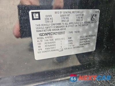 Zdjęcie 10 z 10 samochodu: 2017 CHEVROLET SILVERADO K1500 CUSTOM VIN:1GCVKPEC3HZ182800 - miniatura