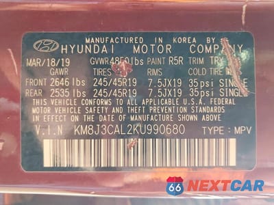 Zdjęcie 13 z 13 samochodu: 2019 HYUNDAI TUCSON NIGHT VIN:KM8J3CAL2KU990680 - miniatura