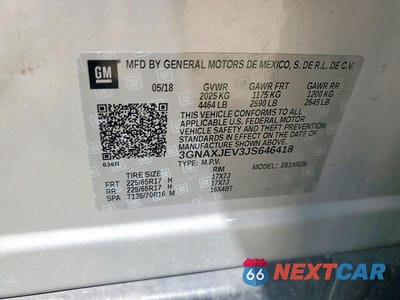Zdjęcie 12 z 12 samochodu: 2018 CHEVROLET EQUINOX LT VIN:3GNAXJEV3JS646418 - miniatura