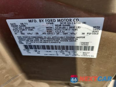 Zdjęcie 12 z 12 samochodu: 2011 FORD F150 SUPER CAB VIN:1FTEX1CM3BFC64979 - miniatura