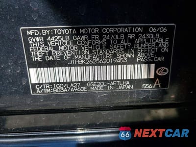 Zdjęcie 12 z 12 samochodu: 2006 LEXUS IS 250 VIN:JTHBK262562019453 - miniatura
