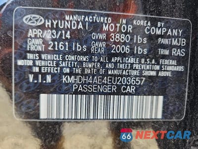 Zdjęcie 12 z 12 samochodu: 2014 HYUNDAI ELANTRA SE VIN:KMHDH4AE4EU203657 - miniatura