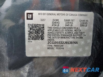 Zdjęcie 12 z 12 samochodu: 2018 CHEVROLET IMPALA LT VIN:2G1105S32J9139765 - miniatura