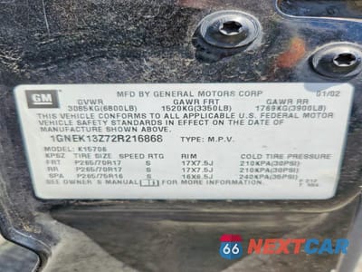 Zdjęcie 13 z 13 samochodu: 2002 CHEVROLET TAHOE K1500 VIN:1GNEK13Z72R216868 - miniatura