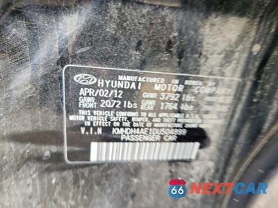 Zdjęcie 12 z 12 samochodu: 2013 HYUNDAI ELANTRA LIMITED VIN:KMHDH4AE1DU504899 - miniatura