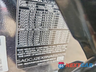 Zdjęcie 12 z 12 samochodu: 2022 JAGUAR F-PACE S VIN:SADCJ2EX8NA692929 - miniatura