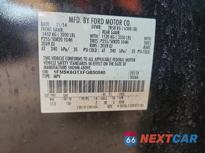 Zdjęcie 14 z 14 samochodu: 2015 FORD EXPLORER SPORT VIN:1FM5K8GTXFGB50580 - miniatura