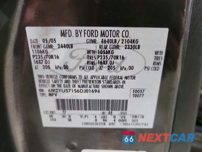 Zdjęcie 13 z 13 samochodu: 2006 MERCURY MARINER VIN:4M2YU57156DJ01694 - miniatura